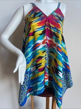 unique spectrum handkerchief hem tank bold color women’s small oversized